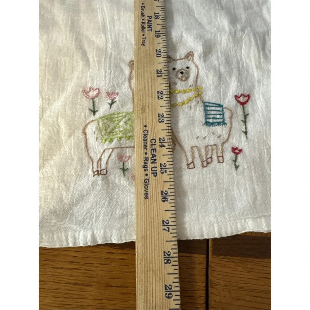Llamas with Tulips embroidered kitchen towel  Handmade Kitschy‎
